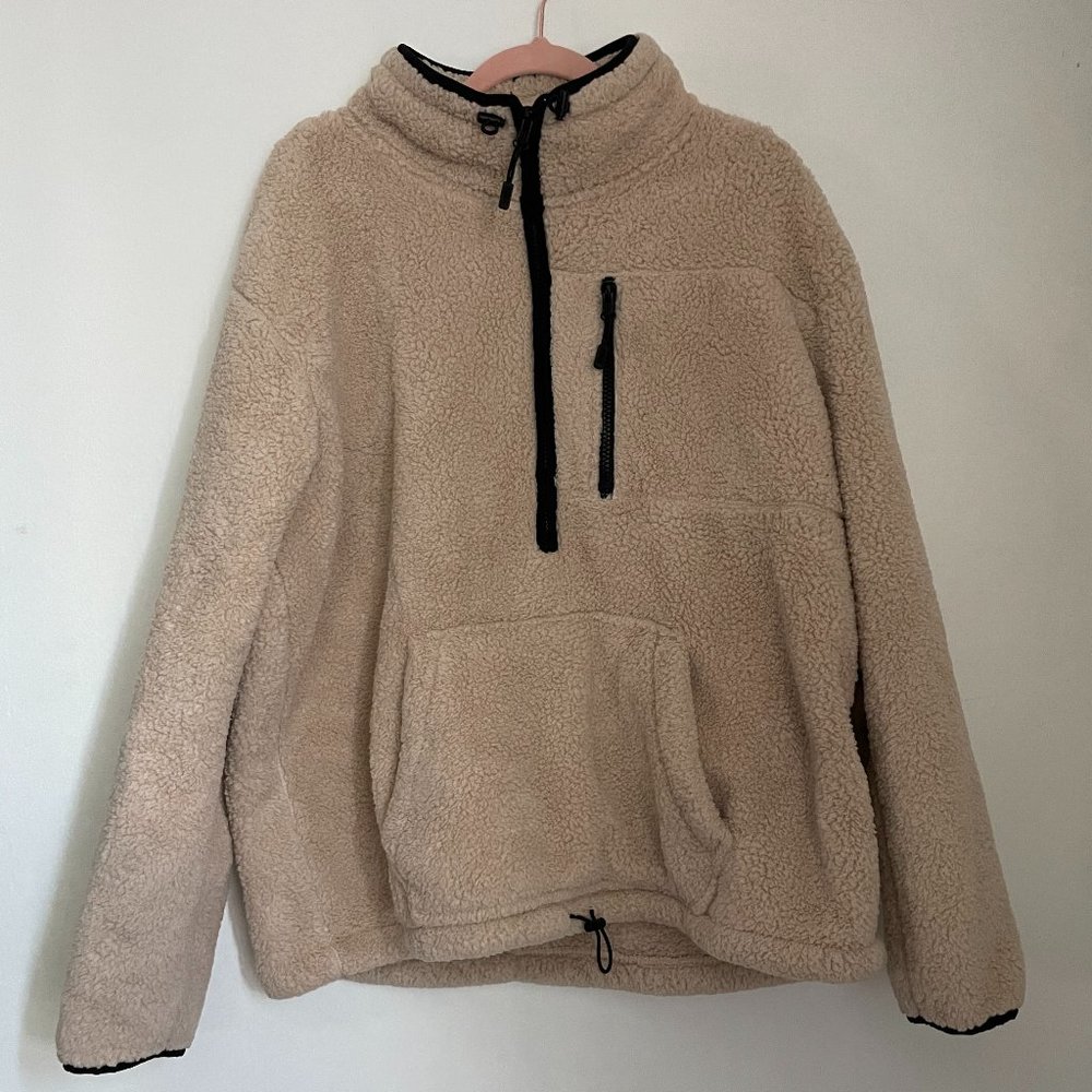 beige fleece pullover PINK